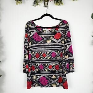 Diane Von Furstenberg Floral Long Sleeve Top Size 12